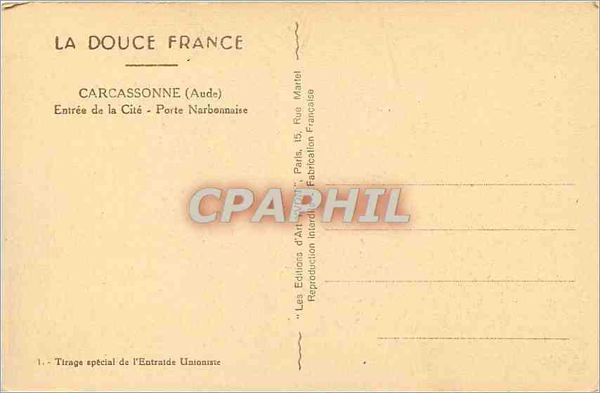 Carcassonne — Entrée de la Cité - Porte Narbonnaise — Les Éditions d'Art Français — Reverso