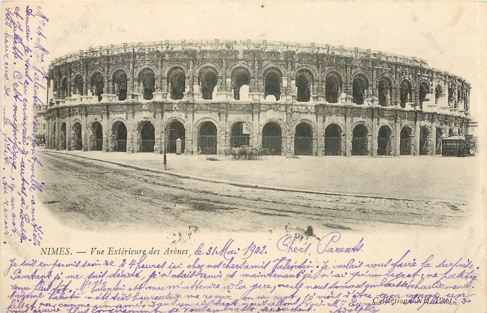 Nîmes — Vue Extérieure des Arènes, le 31 Mai 1903 — éditeur non identifié