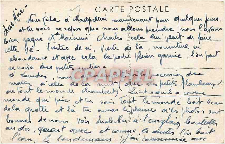 CPA Montpellier Herault Le Chateau d'Eau  — Rückseite