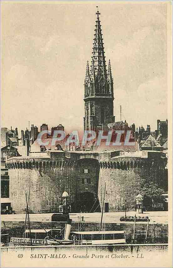 CPA Saint Malo Grande Porte et Clocher Bateau