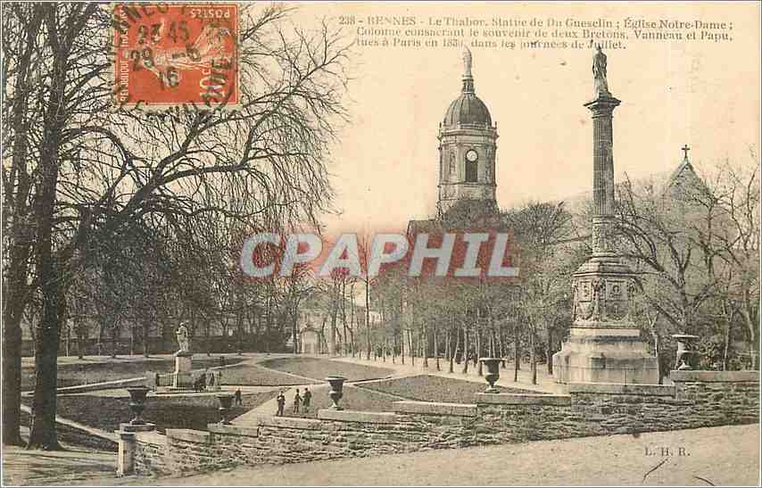 CPA Rennes Le Thabor Statue de Du Guesclin 