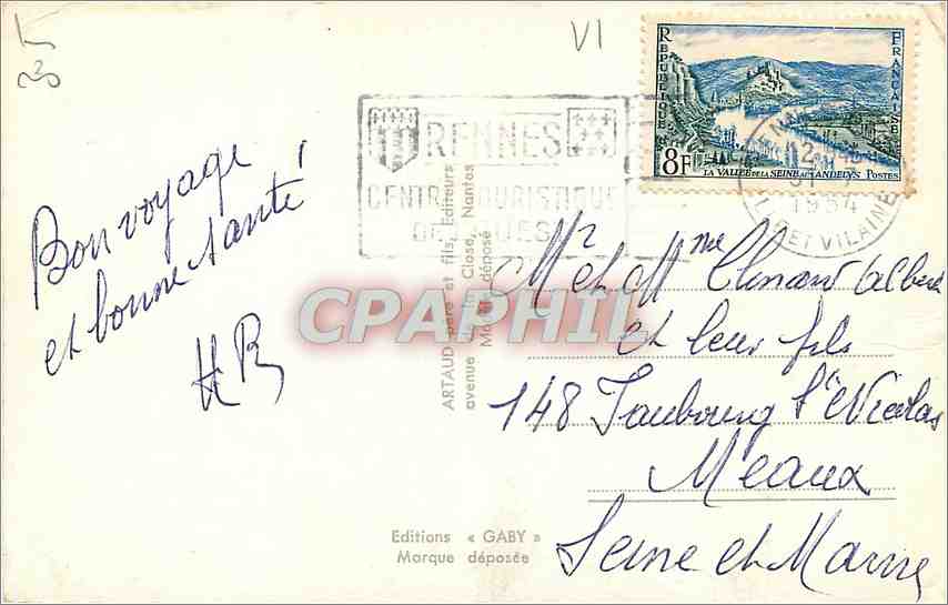 Rennes — Das Theater, das Palais du Commerce, der Thabor-Garten, das Palais de Justice — Editions Gaby — Rückseite