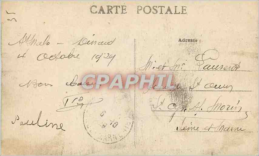 CPA Dinard L et V Vue sur la Plage prise du Casino  — Rückseite