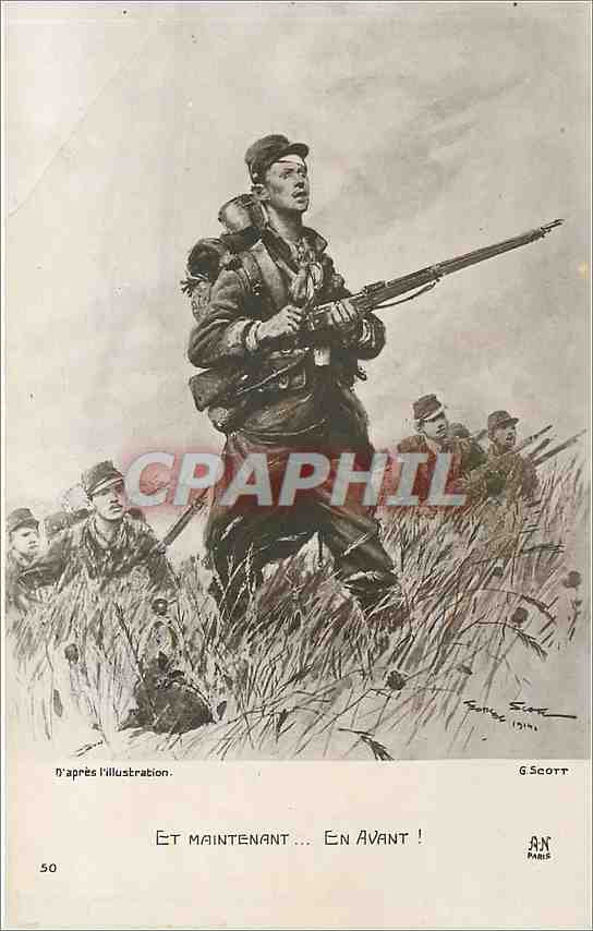 CPA Et Maintenant En Avant Scott Militaria
