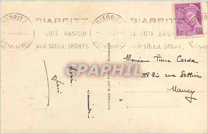 CPA Biarritz La Rocher de la Vierge  — Verso