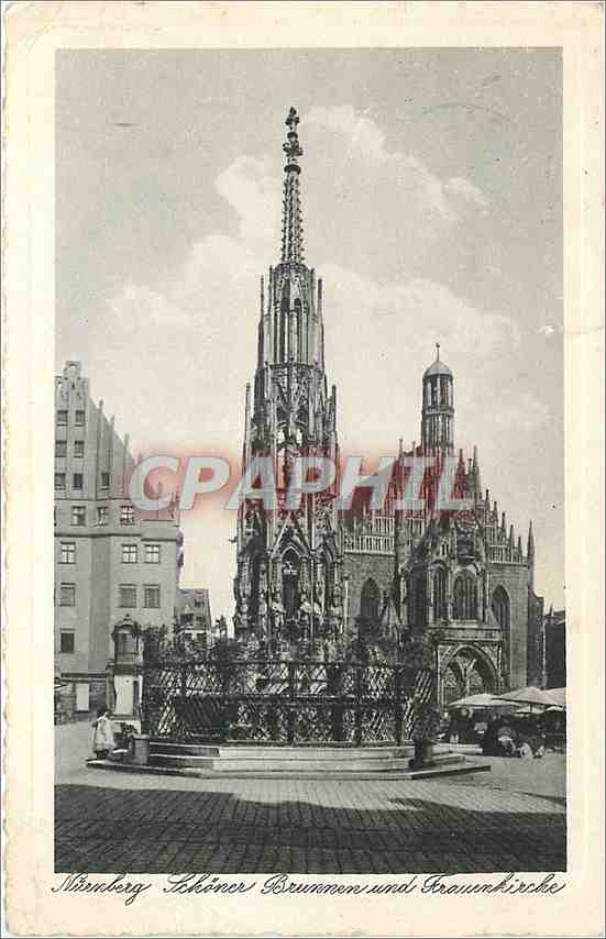 CPA Nurnberg Schoner Brunnen und Frauenkirche 