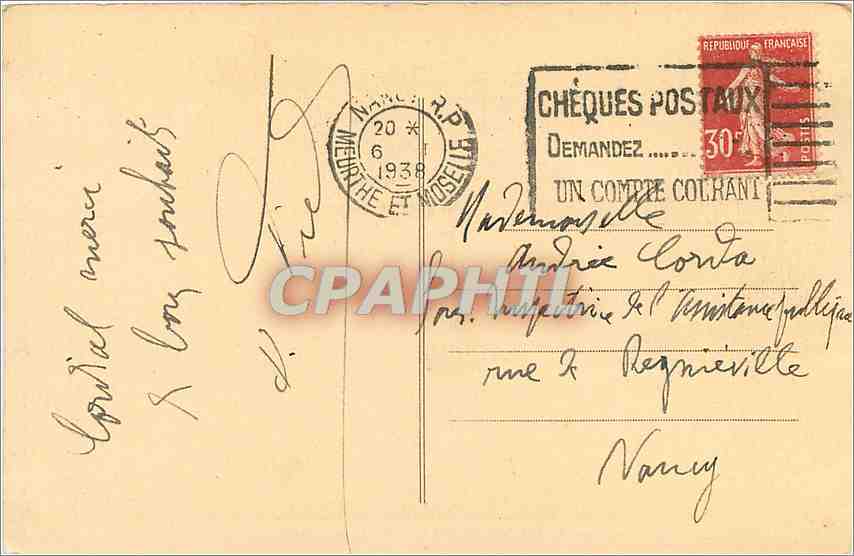 CPA Villa St Pierre Fourier Villers Nancy  — Rückseite