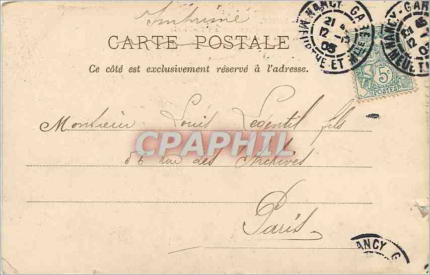 CPA Nancy Vue generale prise de la Basilique Saint Epvre sur la Ville Vieille Palais Ducal et Porte  — Rückseite