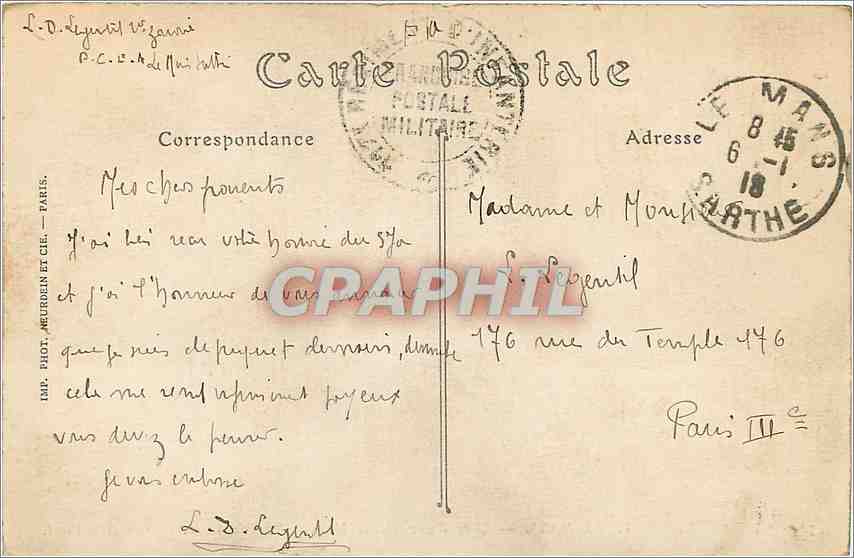 CPA Vieux Mans Cour d'Une Vieille Maison Rue de Vaux  — Verso