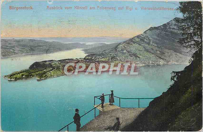 CPA Burgenstock Ausblick vom Kanzeli am Felsenweg auf Rigi u Vierwaldstattersee 
