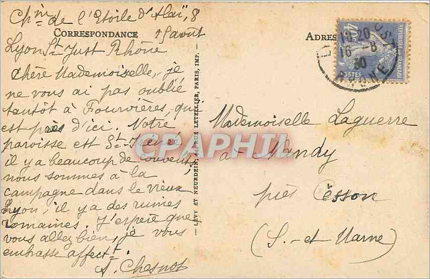 CPA Lyon Notre Dame de Fourviere L'Abside  — Verso