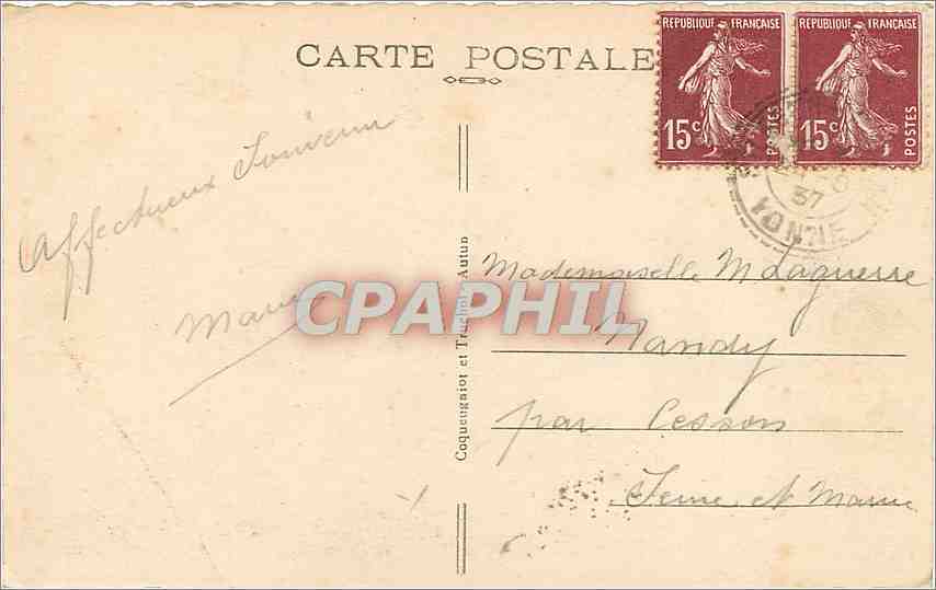 La Comelle-sous-Beuvray (S.-et-L.) — Vierge de la Garde — Edit. Légoutte n°7 — Rückseite