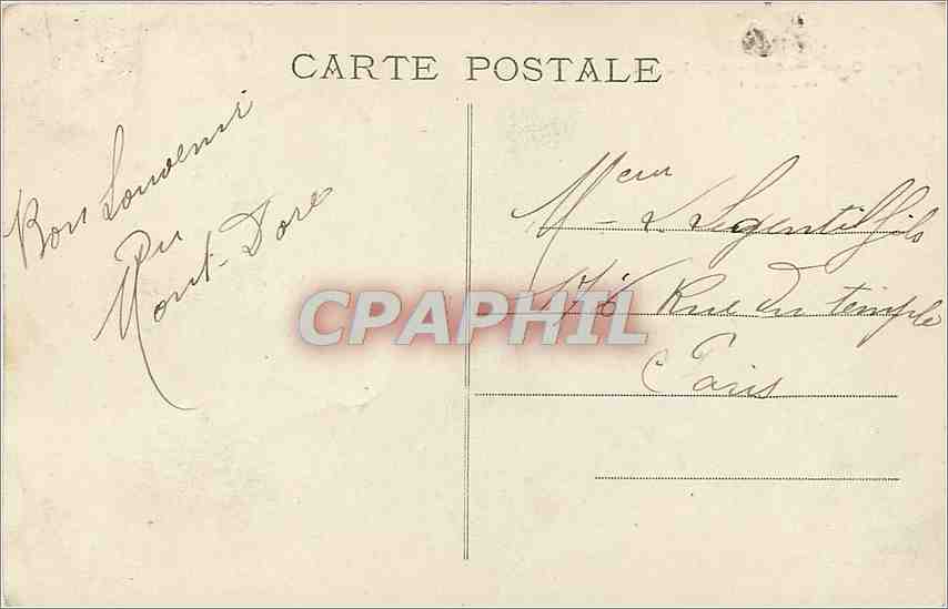 CPA L'Auvergne Puy de Dome Mont Dore le Capucin  — Verso