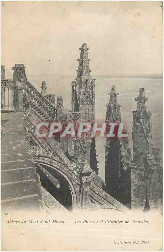 CPA Abbaye du Mont Saint Michel Les Pinacles et l'Escalier de Dentelles 