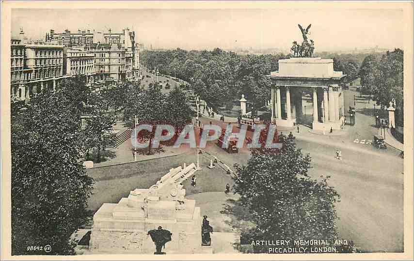 CPA Artillery Memorial and Piccadilly London 
