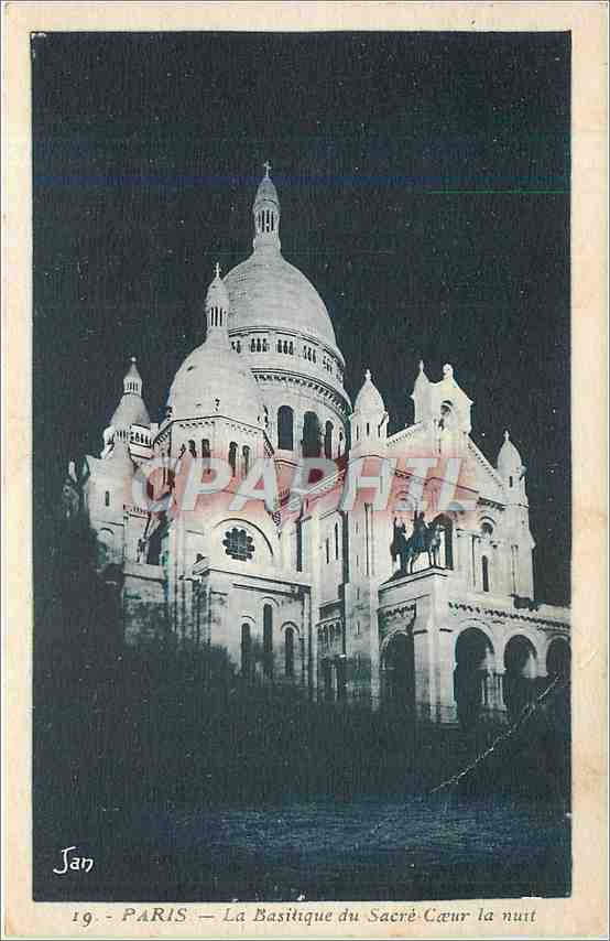 CPA Paris La Basilique du Sacre Coeur la nuit 
