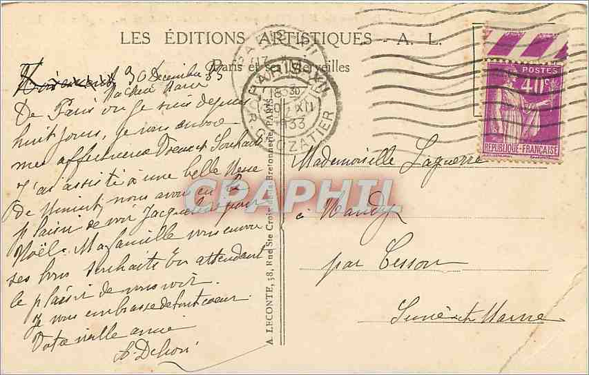 CPA Paris Place de la Nation Le Triomphe de la Republique  — Rückseite