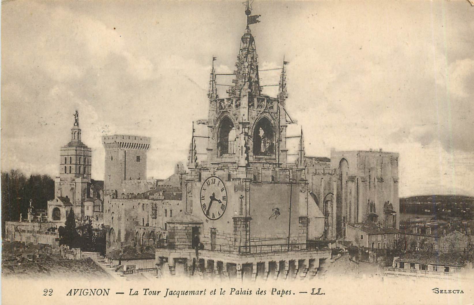 CPA Avignon La Tour Jacquemart et le Palais des Papes 