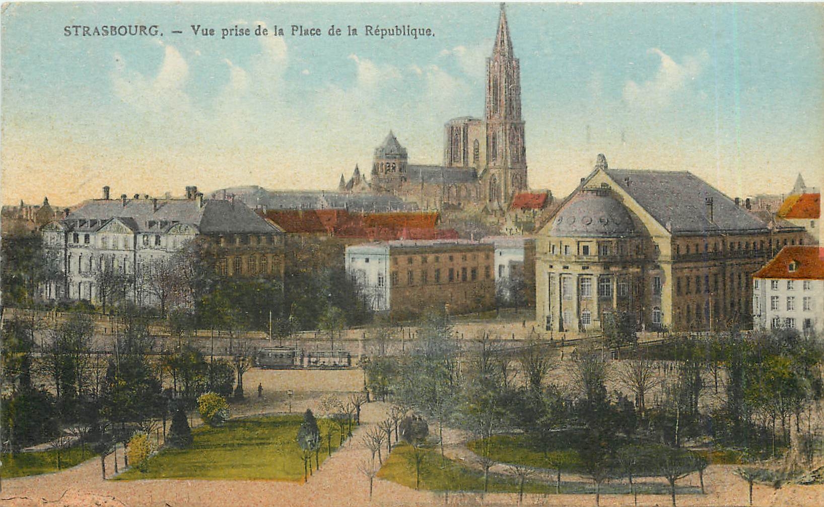 CPA Strasbourg Vue prise de la Place de la Republique 