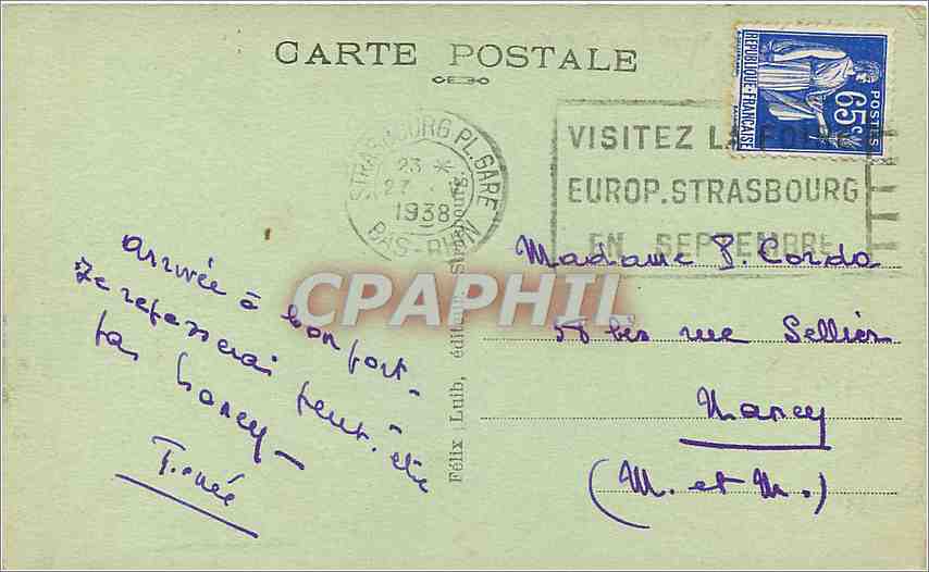 CPA Strasbourg Vue prise de la Place de la Republique  — Rückseite