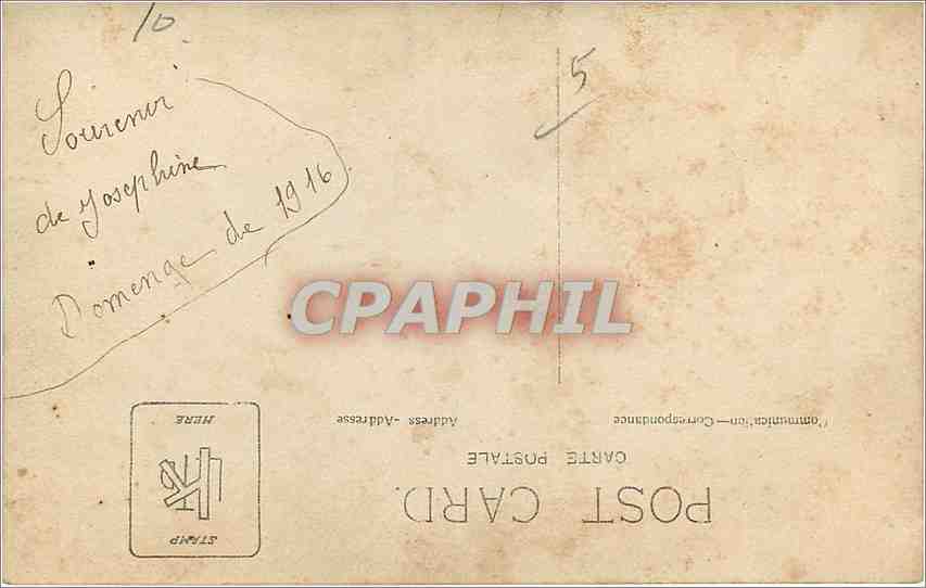 CARTE PHOTO Femme Moutons — Verso