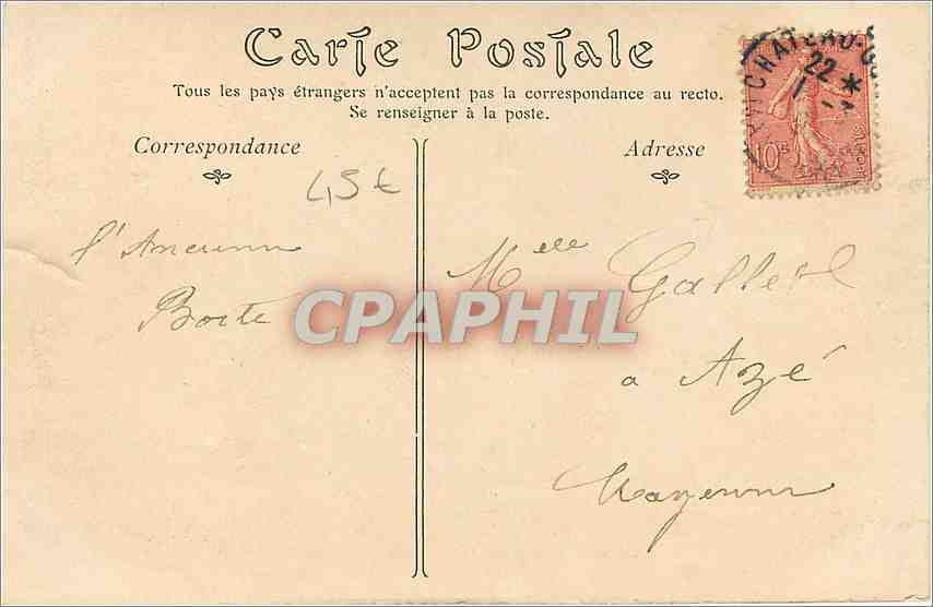 CARTE PHOTO Magasin Poupee Linge de maison Maison Chaillon Mayenne Château Gontier TOP — Rückseite