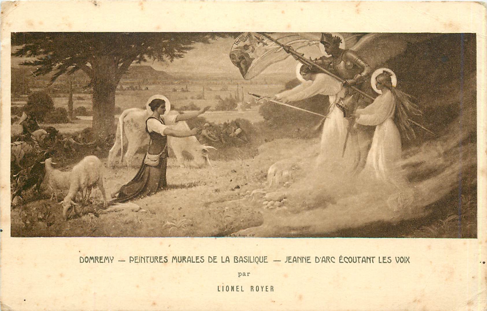 Domrémy — Peintures murales de la basilique — Jeanne d'Arc écoutant les voix — par Lionel Royer