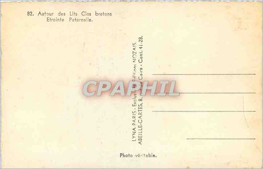 CPM Autour des Lits Bretons Etreinte Paternelle Folklore — Rückseite
