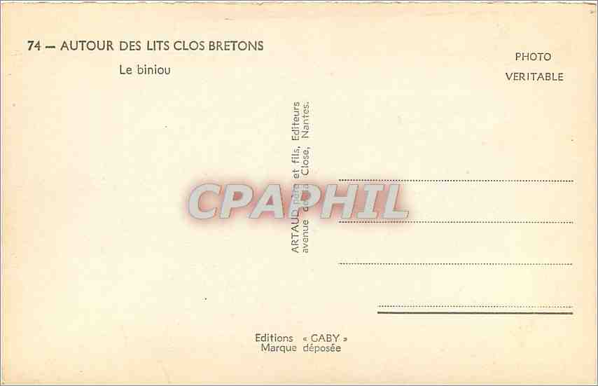 CPA Autour des Lits Clos Bretons Le Biniou  Folklore — Rückseite