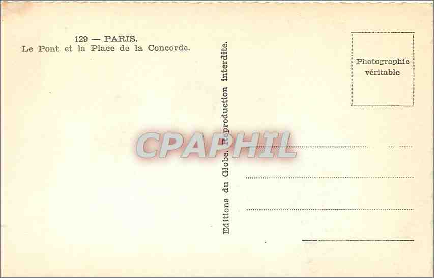 CPM Paris Le Pont et la Place de la Concorde  — Rückseite