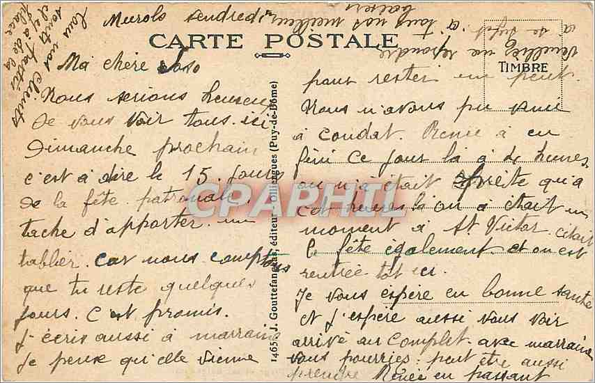CPA L'Auvergne Lac Chambon La Plage et ses Baigneurs  — Verso