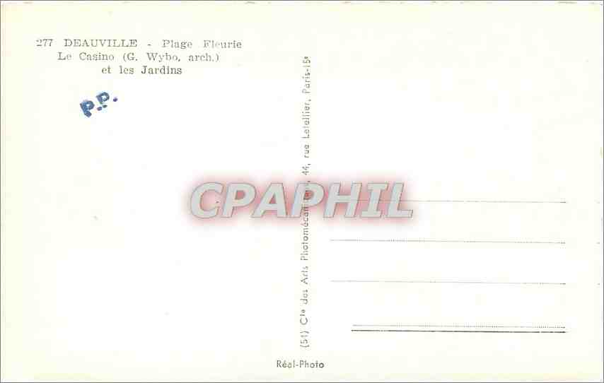 CPA Deauville Plage Fleurie Le Casino et les Jardins  — Verso