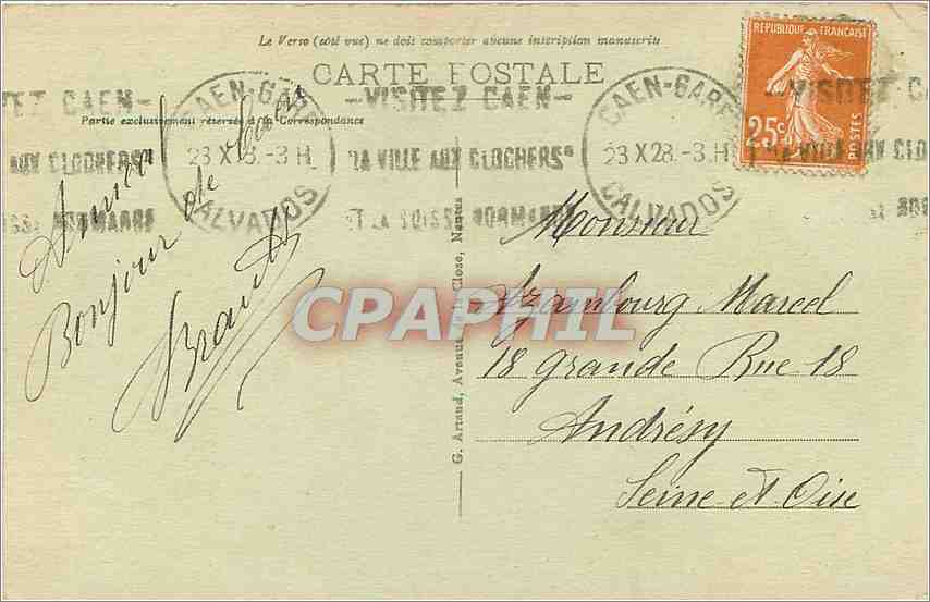 Caen — Église de la Trinité ou de l'Abbaye aux Dames — C. P. A. n°44 — Verso