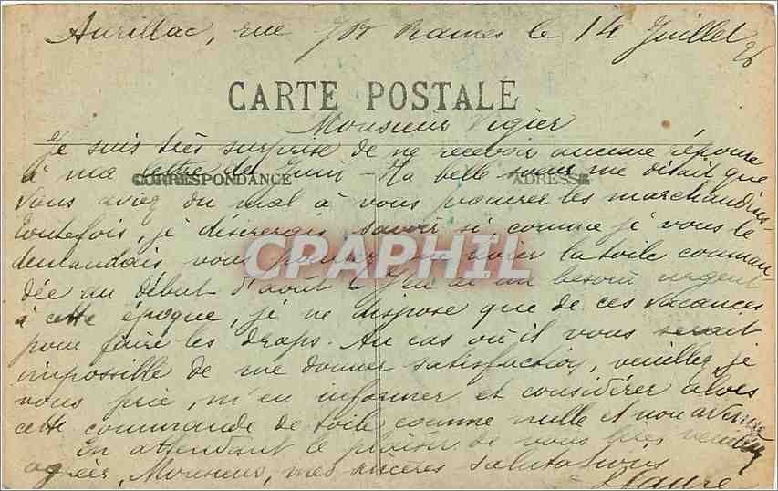 CPA Le Cantal Pittoresque Salers Cascade de Rochemonteix  — Rückseite