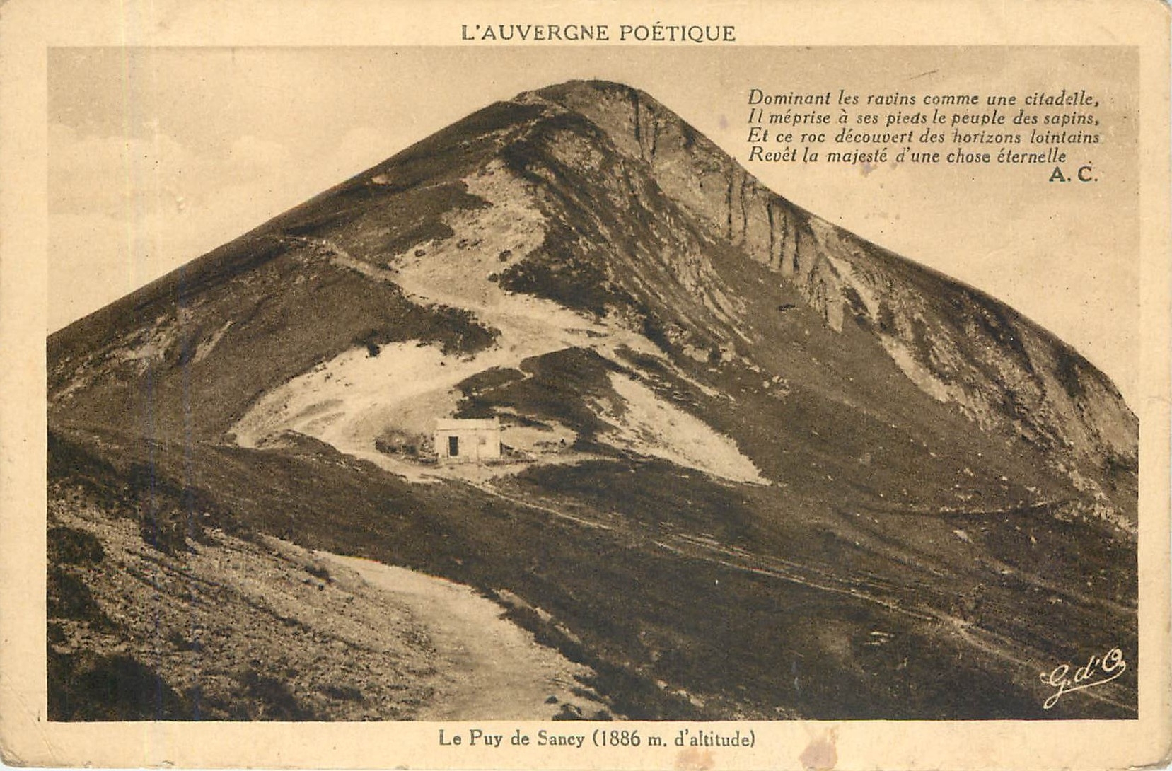 Le Puy de Sancy (1886 m. d'altitude) — L'Auvergne Poétique — J. Gouttefangeau, éditeur, Puy-de-Dôme