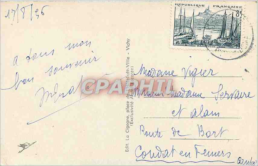 Vic-le-Comte — Vieille Église et Place Saint-Jean — La Cigogne — Rückseite