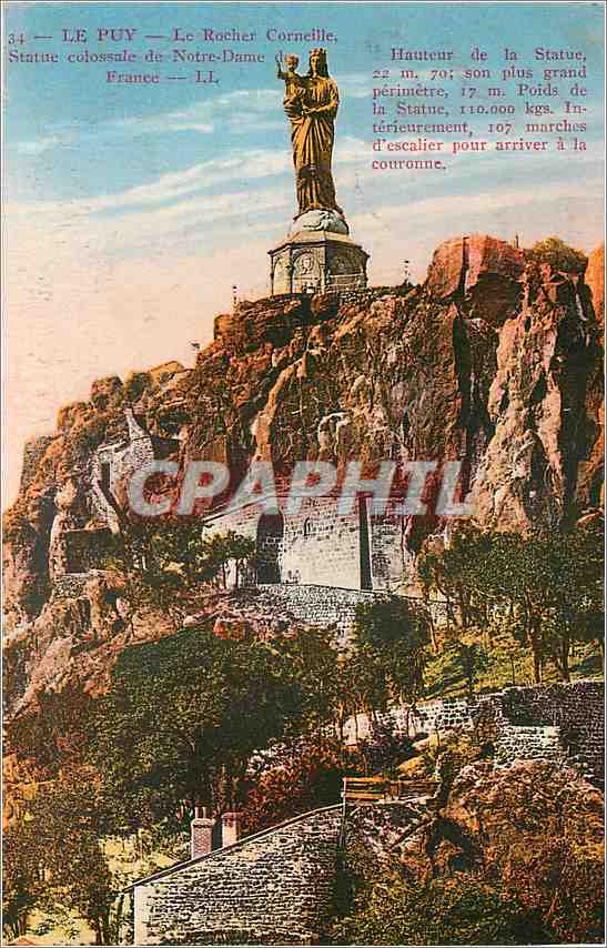 CPA Le Puy Le Rocher Corneille Statue colossale de Notre Dame France 