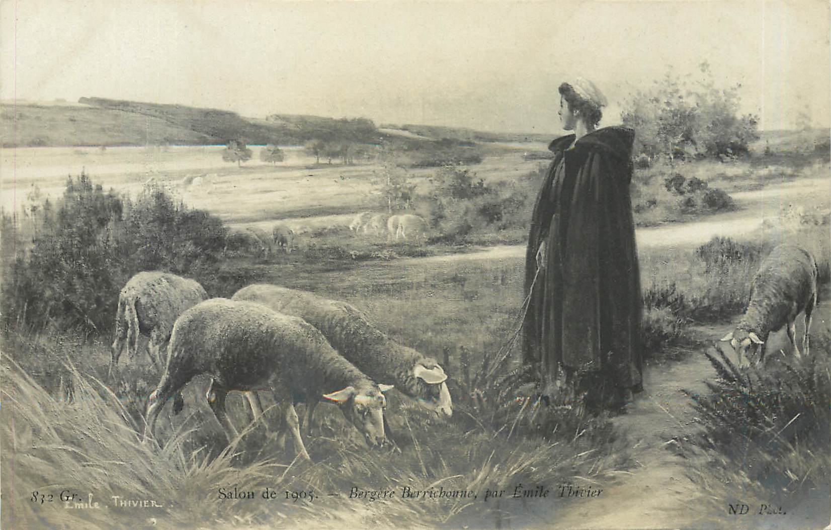 CPA Salon de 1905 Bergere Berrichonne Moutons Emile Thivier