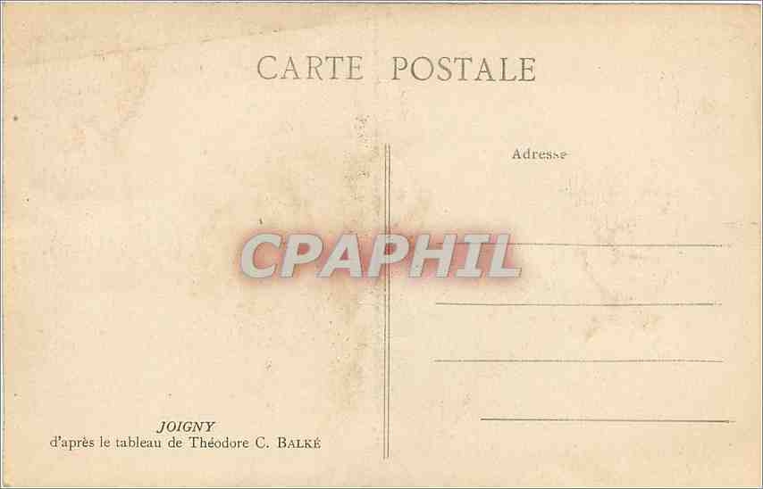 CPA Joigny d'Apres le Tableau de Theodore C Balke  — Back