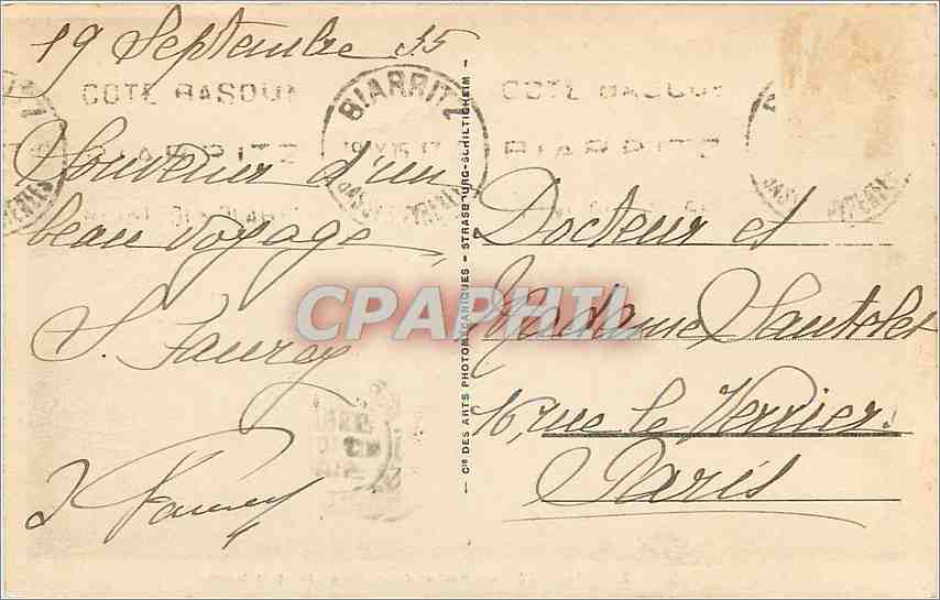 CPA Biarritz Le Rocher de la Vierge par gros temps  — Rückseite