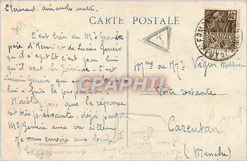 Clermont-Ferrand — Ecole Normale d'Institutrices — Phot. Combien-Maron — Rückseite