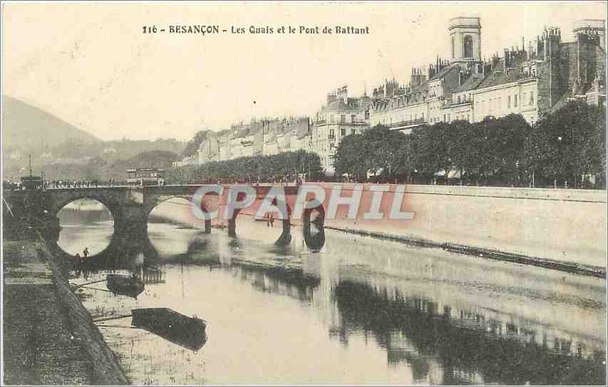 CPA Besancon Les Quais et le Pont de Battant 