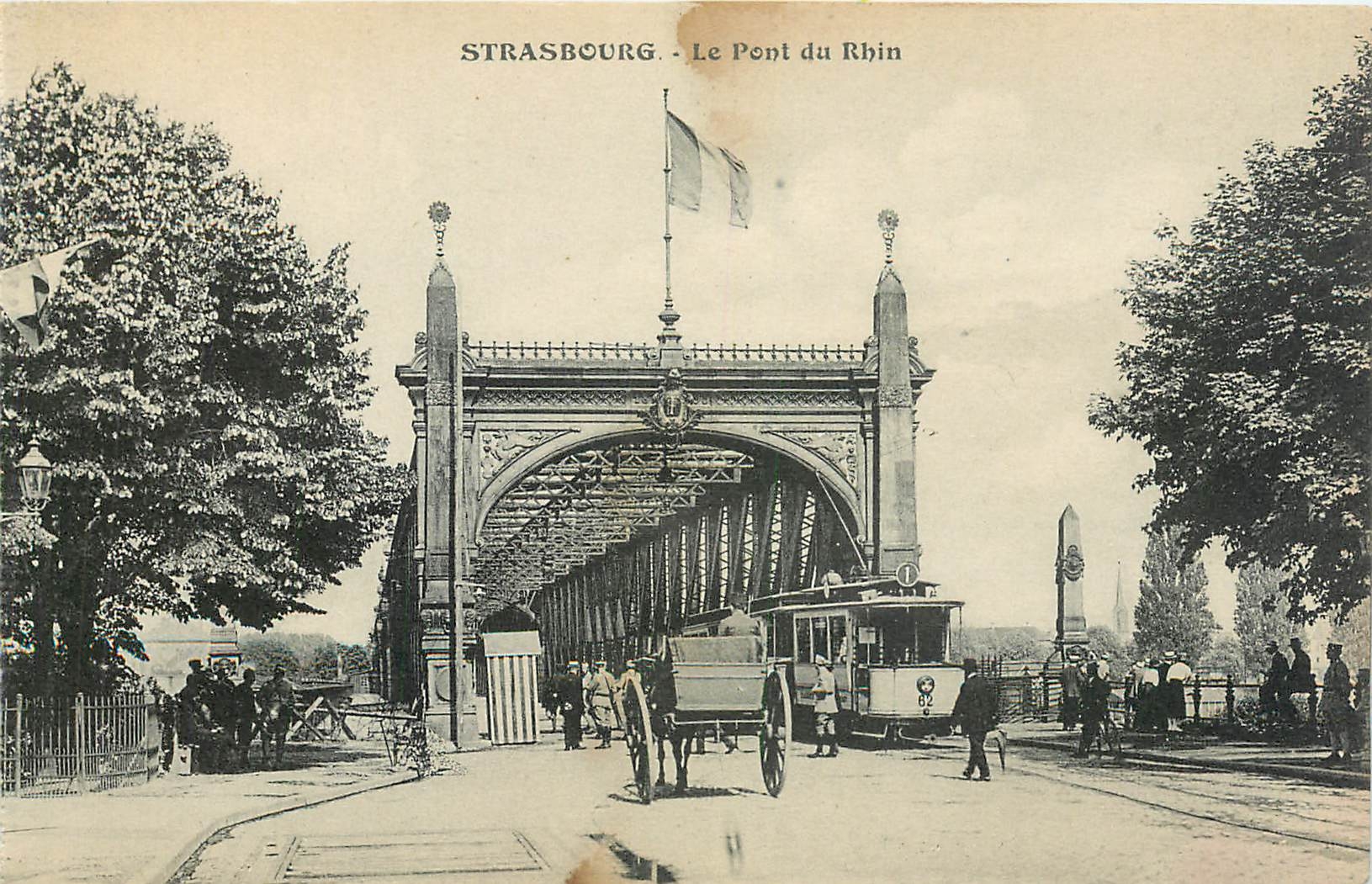 CPA Strasbourg Le Pont du Rhin Tramway