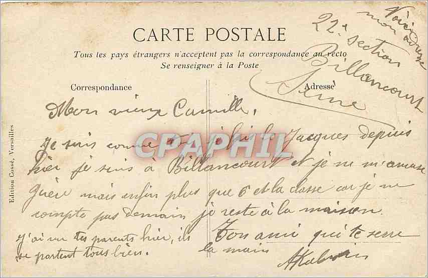CPA Versailles Perspective du tapis vert et du grand canal Bassin de Latone  — Verso