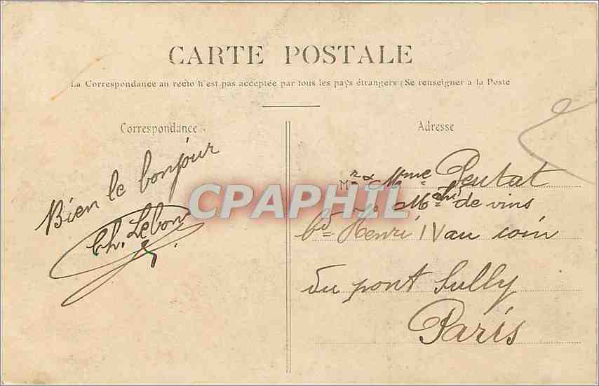 CPA La Varenne Bords de la Marne  — Rückseite