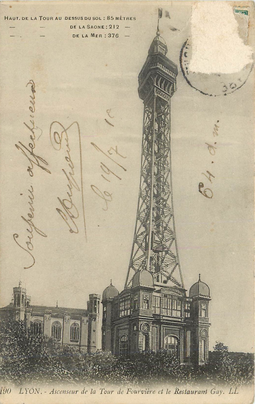 CPA Lyon Ascensuer de la Tour de Fourviere et le Restaurant Gay
