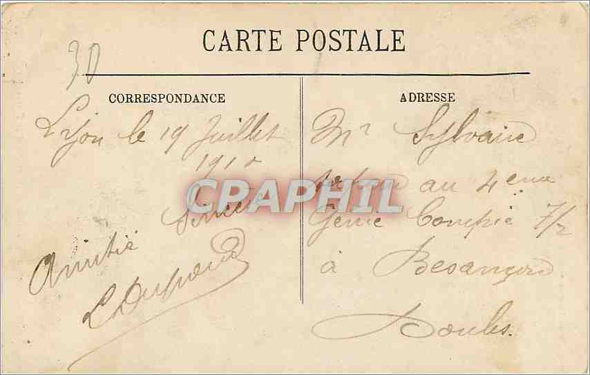 CPA Lyon Ascensuer de la Tour de Fourviere et le Restaurant Gay — Rückseite