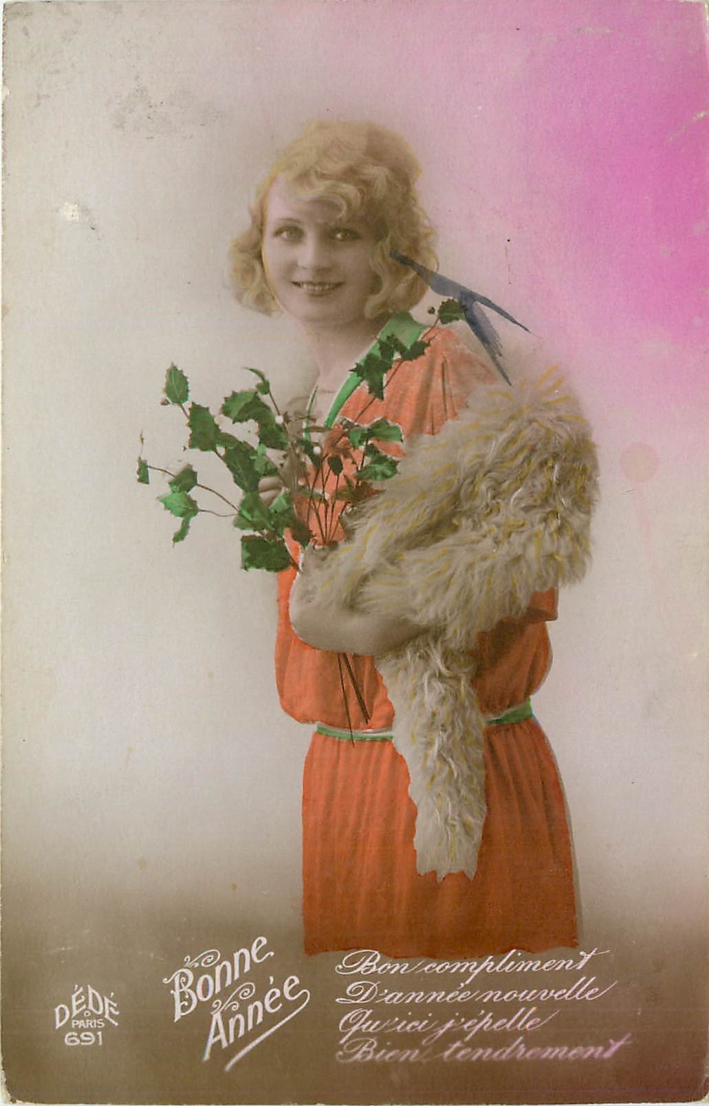CPA Bonne Annee Femme