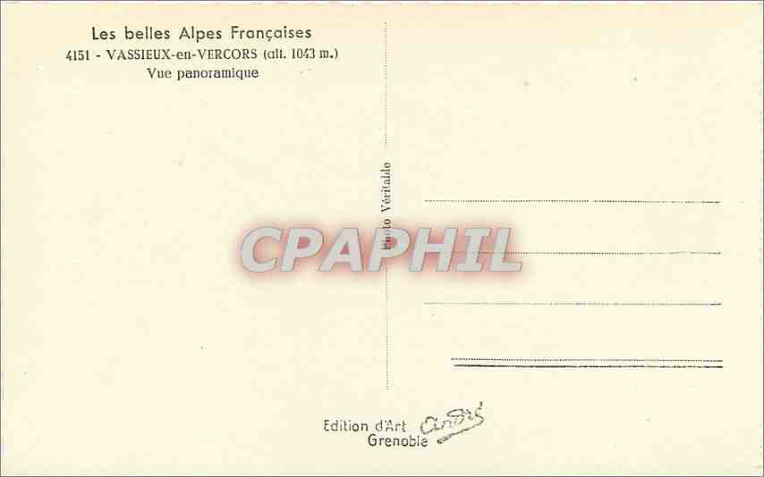 VASSIEUX-en-VERCORS — Vue panoramique — Édition d'Art Grenoble — Verso
