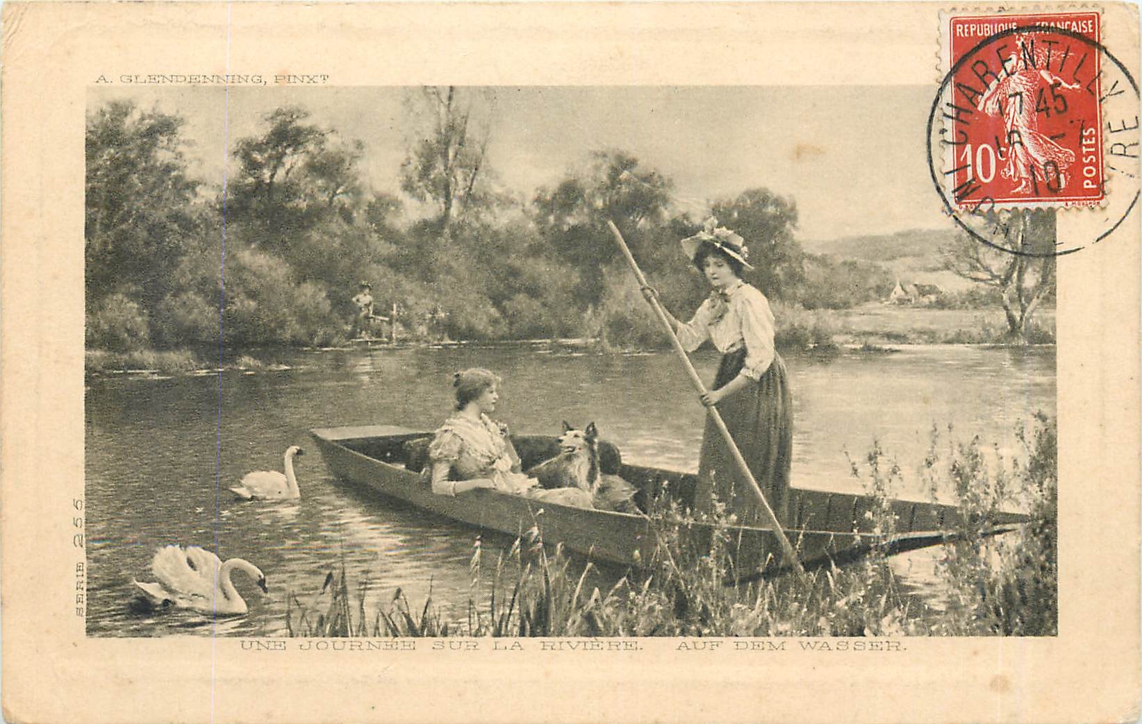 CPA Un Journee sur la Riviere Auf dem Wasser 